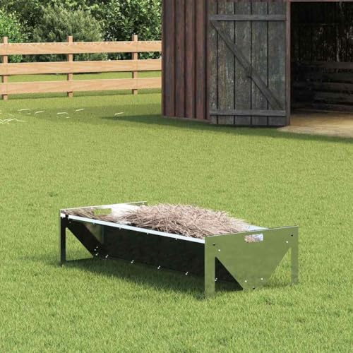 LoogCape fodertråd för husdjur av galvaniserat stål väderbeständig foderdispenser för inomhus- och utomhusbruk 108 x 50 x 28 cm med 10 kg kapacitet, hållbar, robust, lätt att rengöra
