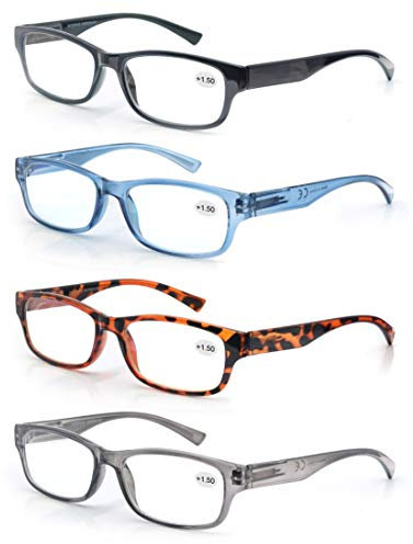4 Pack Lesebrille 1.0 Herren/Damen,Gute Brillen,Hochwertig,Rechteckig,Komfortabel,Super Lesehilfe,fur Manner und Frauen