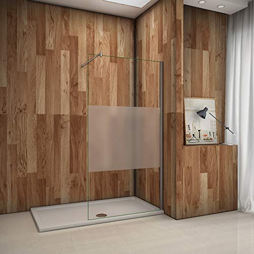 AICA Parete Doccia 80x200cm Con Fissa Walk In Vetro 8 MM Trasparente Con Barra Stabilizzatrice Regolabile 70-120cm
