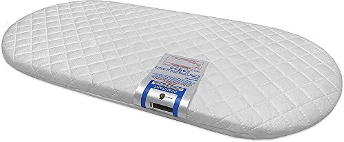 Ease-n-Comfort Moses Basket Mattress (66 x 28 x 4 cm) with Washable Quilted Cover, Thick and Comfortable Oval Shaped Foam Protector Easily Fits Papas & Mamas, Portable Baby Bassinets Pram Bedding