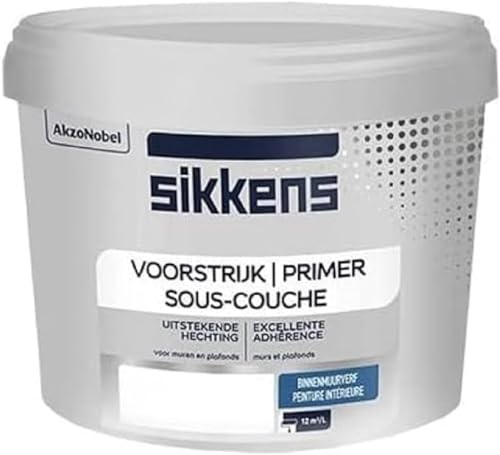 Sikkens - Peinture Sous-couche Intérieure Murs et Plafonds - Adhérence optimale, uniformise les fonds, finition lise - Mat Blanc 10 L