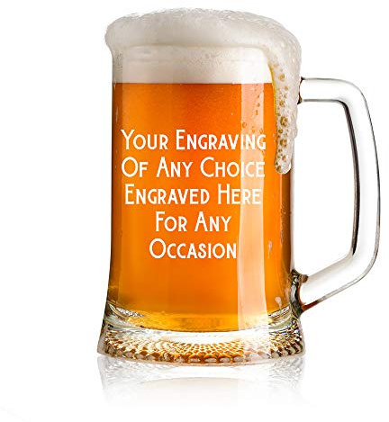 ukgiftstoreonline Personalised Engraved 1 Pint Glass Large Beer Tankard Any Occasion Bold Script Birthdays Anniversaries Weddings Christmas TNK-08
