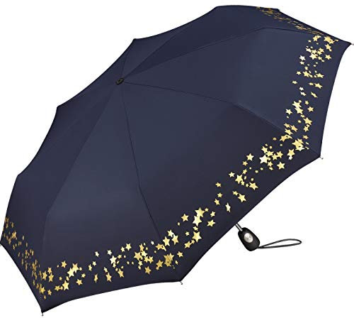 Pierre Gardin Easymatic Light Etoile Metallique Parapluie de poche, Bleu/or, 101 cm, Élégant