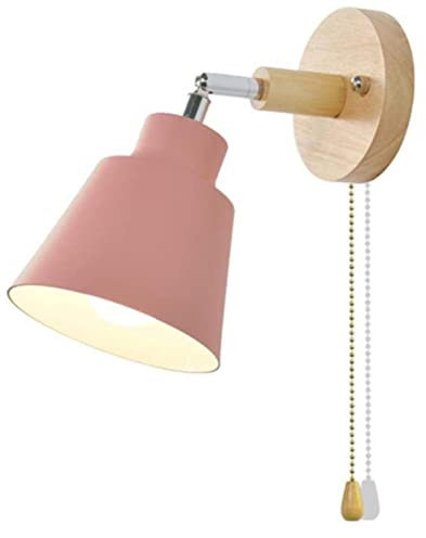 HUA5D Applique Da Parete Interno A Tirante Moderno E27 Rosa,Vintage Con Paralume,Lampada Da Lettura A Muro Camera Da Letto Da Comodino A Rotazione Libera