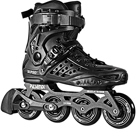 PASENDI Professional 4X80Mm Wheels Inline Skates,Outdoor Fitness Single Row Inline Skates for Adult Women Men, Black Adult Male.(US Men 5-6/Women 6-7/25CM,Black)