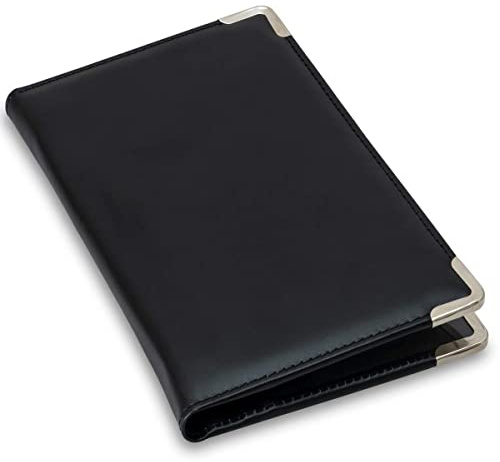 Server Book for waitress with money zipper pocket,Firmer Writing Service and Stronger Corners Waiter Organizer,pen holder, fits Restaurant Guest Check Order Pad and Apron,5x8 (Classic Black)