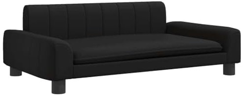 vidaXL Hundebett, Hundekissen mit weicher Polsterung, Hundesofa Hundecouch für kleine Hunde Haustiere, Haustierbett Katzenbett, Schwarz Kunstleder