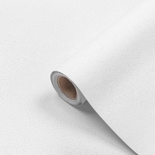 myforHD Papier Peint Autocollant Blanc Texturé 40cmX1000cm Papier Adhesif pour Meuble imperméable amovible à décoller et à coller Revêtement mural décoratif moderne en vinyle PVC