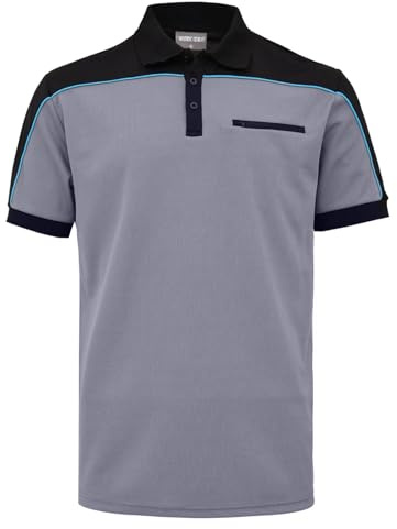 WORK IDEA Polo de Trabajo de Manga Corta para Hombre, 100% poliéster con Colores de Contraste