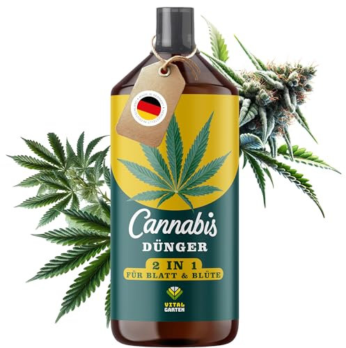 Engrais concentré premium 2-en-1 pour le cannabis - pour les fleurs parfaites | 1L d'engrais pour la phase de croissance et de floraison | Intérieur et extérieur | Facile à utiliser | Fabriqué en