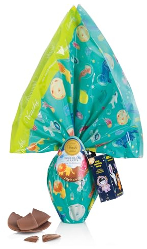 Venchi - Uovo di Cioccolato Azzurro, Gusto Cioccolato al Latte, con 2 Sorprese per Bambini, Senza Glutine, 220 gr, Collezione Pasqua, Idea Regalo