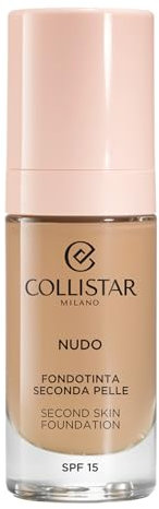 Collistar Fondotinta Nudo Seconda Pelle, Lunga Tenuta, Coprenza Leggera Modulabile, Formula Waterproof, Effetto Pelle Radiosa, Illuminante, Finish Luminoso Naturale, SPF 15, 3N Naturale, 30 ml