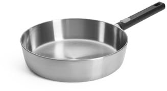 Woll Logic Steel Hochrandpfanne - Induktiv -, Ø 28 cm, 7 cm hoch mit abnehmbarem Stiel- Geeignet für alle Herdarten, PFAS-frei