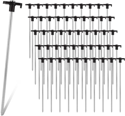 LOYORTY 50PCS Tent Stakes Heavy Duty, 9.8 Inch Metal Tent Pegs, Galvanized Non-Rust Tent Stakes for Outdoor Camping, Garden, Canopies, Grassland