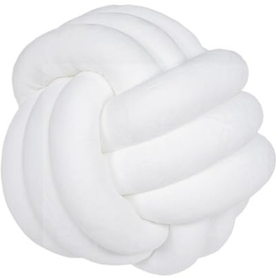 Knutkudde, handvävd knuten bollkudde Flerfärgad i flera storlekar(Original White,28x28x28cm)