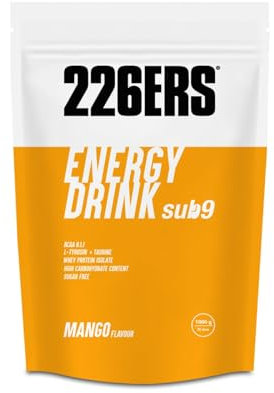 226ERS Sub9 Energy Drink | Integratore Alimentare Sportivo in Polvere | Bevanda Energetica per Attività Fisica con Proteine Whey, BCAA, Amilopectina, Taurina e L-Carnitina, Mango - 1000 gr