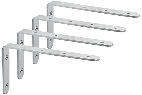 SAYAYO Shelf Brackets Heavy Duty L Brackets for Wood 150 * 100mm | Stainless Steel Angle Brackets for Shelves Corner Wall Shelf Support, Brushed Finished, 4 Pcs
