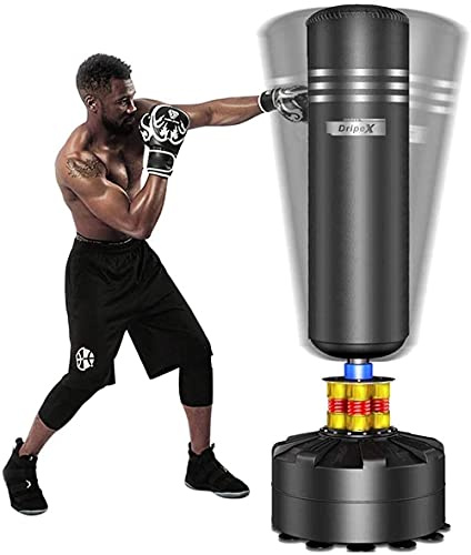 Dripex Sac de Frappe sur Pied Adulte 175cm Sac de Boxe Autoportant MMA Punching Ball pour Karaté Fitness Taekwondo - Noir