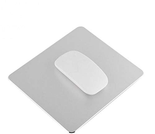 DIGIFLEX Tapete para ratón Aluminio-Antideslizante Metal-Impermeable Resistente y Duradero-Diseño Moderno y Elegante-Protección Mesa Juegos en casa-22x18cm-Plata