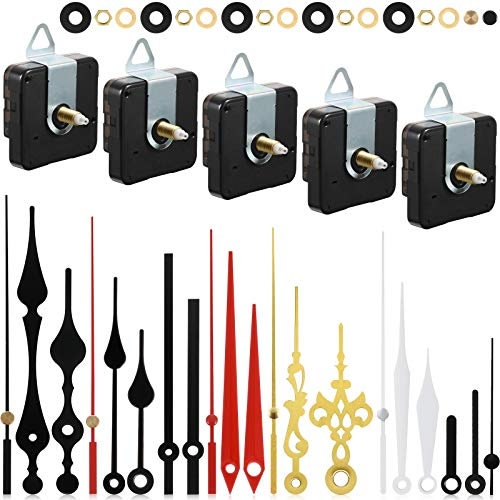 Outus 5 Stücke uhrwerk für wanduhr uhrwerk mit Zeiger DIY Uhrwerk Mechanismus uhrwerke für wanduhr lautlos quarzuhrwerk mit Zeiger mit 7 Uhrzeiger Sets zum Reparatur Ersatzteilen (0,7 Zoll)