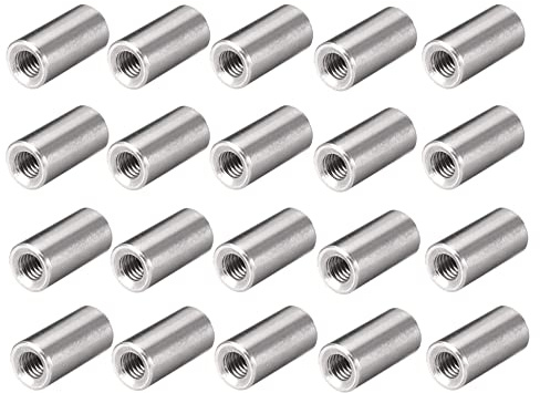 TERF® M8 (8mm) X 25mm Long Round Coupling Nut Female Threaded Bar Rod Studding Connector Round Deep Nut For Home Office Workshop Industrial Constructor and Multi Purpose Use - Pack of 20