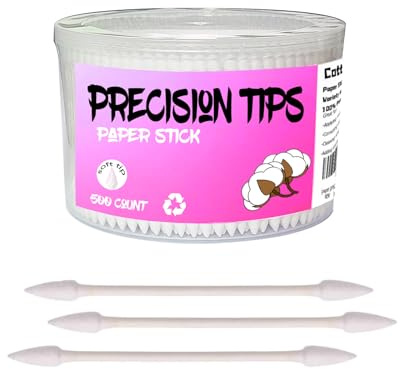 Pointed Tip Cotton Swabs,500 count Cotton Buds,Double Precision Tips with Paper Stick for Personal Care and Makeup