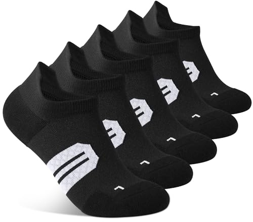 BUDERMMY Womens Ankle Compression Socks with Arch Support Athletic Low cut Running Socks for Women Workout Cushion 5 Pairs (US, Numeric, 6, 8, Regular, Regular, Only Black)