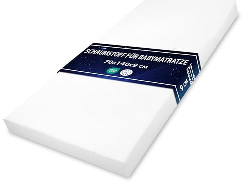 Matratze Kinderbett Schaumstoff Babymatratze 70x140 cm - Schaumstoffmatratze für Reisebett Babybett und Gitterbett Schaumstoffplatte Kinderbettmatratze ohne Bezug Oeko-Tex-Zertifikat 70 x 140
