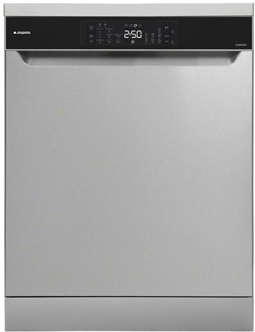 Aspes Lavavajillas 60cm Inox AJ14600BDX. 1900W, 14 Cubiertos, 3 Bandejas, 8 Programas, Display LED manual, Función Stop&Go, Eficiencia Energética Clase B