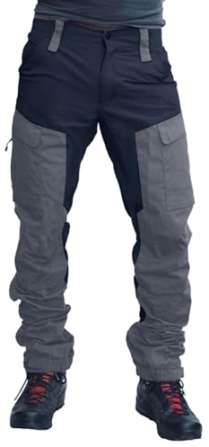 Pantalones de senderismo para hombre, elásticos, tácticos, resistentes al agua, Ripstop, ligeros, ajustables, Pantalones cargo, Jeans para hombre, Gris, L