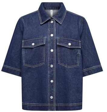 ONLY ONLBELLE Female Denim Shirt, Dark Denim Blue, M