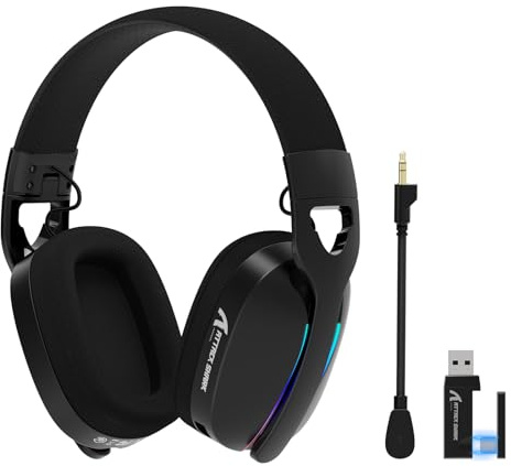 Yindiao Attack Shark L90 Ultralight RGB Wireless Gaming Headset with Plug-in Microphone,Bluetooth 5.3 & 2.4G Wireless & Wired Headphone, 7.1 Surround Sound for Xbox One Series, PS4,PS5 & PC (Black)