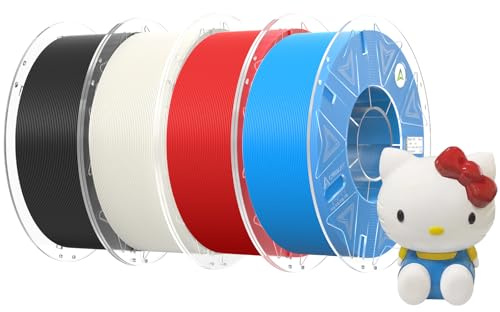 Creality Official Hyper PLA Lot de 4 rouleaux de filament PLA noir + blanc + bleu + rouge 4 kg pour imprimante 3D pour impression haute vitesse, résistants, lisses, performances de dépassement