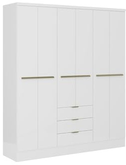 Vente-unique -Armario con 6 Puertas y 3 cajones - 180 cm- Blanco - PEROLI