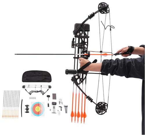 JDBDU Arco Compound da caccia 30-60 LBS Compound Arco e Frecce Set Regolabile Arco Sportivo 280-320fps Adulto Gioventù Tiro Con L'arco Set