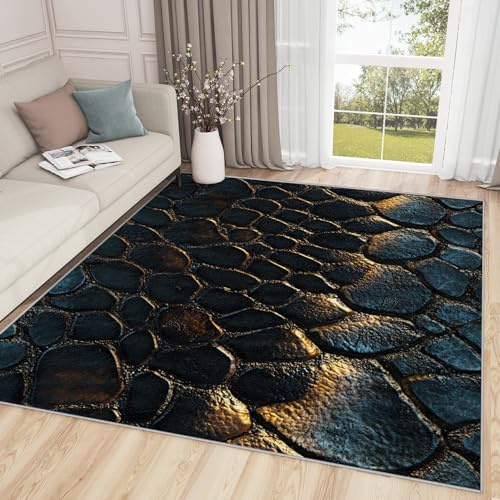 Aquailis Stone Rugs for Living Room - 2x3 Rug, 3D Rock Area Rug, Cobblestone Washable Non Slip Soft Rugs, Rustic Rock Carpet, Dark Aesthetic Home Decor, Stone Gifts for Women