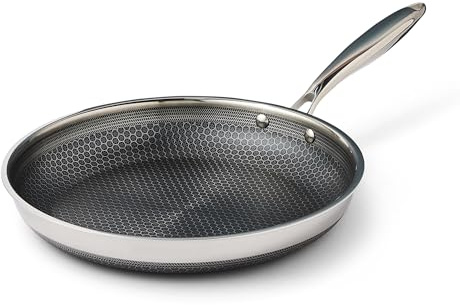 HEXCHEF Tri-Ply Non-Stick Stainless Steel 30cm Frying Pan with Honeycomb Design - Induction Compatable, Non-Toxic, Built to Last Guarantee