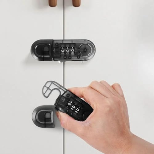 Serratura a combinazione per ante dell'armadio, serratura di sicurezza per bambini con password per frigorifero, guardaroba, mobili, a scatto, senza danni, facile da installare, in ABS, nero, bianco