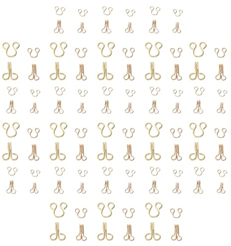 GARVALON Lot de 80 set de Paires d'Agrafes Métalliques Invisibles Dorées 125/14/17/22 MM Fermetures à Œillet pour Couture de Soutien-Gorge Robes Pantalons et Manteaux Kit Polyvalent