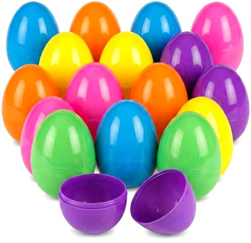 HSSPYY Reusable Easter Eggs (Approx. 9 cm) – 24 Pack Fillable Plastic Eggs in 6 Colours – Empty Split Eggs for Easter Egg Hunts, Family & Party Activities
