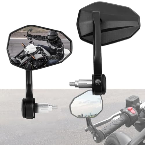 2 Piezas Espejos Retrovisores Moto, Espejos Moto para Manillar Homologados, Retrovisores de Manillar de Giratorio 360°, Espejo Universal Lateral de 7/8 22 mm, para Motocicleta Scooter Bicicletas ATV