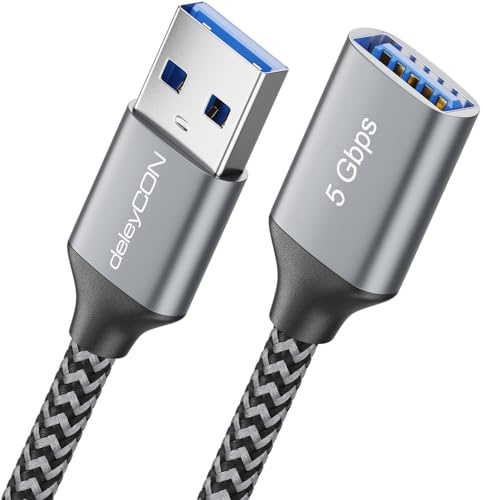 deleyCON 1,5m Prolunga USB 3.0 5Gbps (Connettore A a Presa A) - Collegamento per Tastiera, Mouse, Stampante, Scanner, Fotocamera, Disco Esterno ecc.