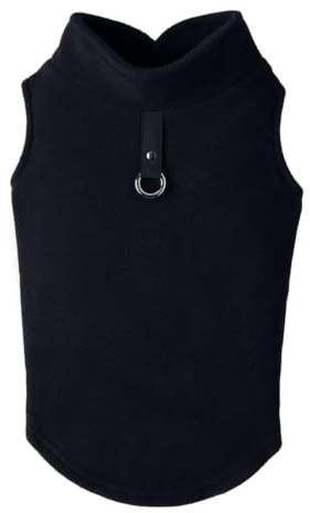 Gooby Fleeceväst hundtröja - svart, X-Small - varm pullover fleece hundjacka med O-ringkoppel - vinter liten hundtröja kappa - kallt väder hundkläder för små hundar pojke eller flicka
