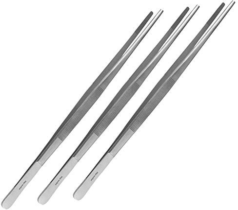 May - Set - 3X Terrarium-Pinzette 30 cm lang - Futterpinzette - Futterzange - Terrarium-Pinzette - gerade Ausführung - Edelstahl