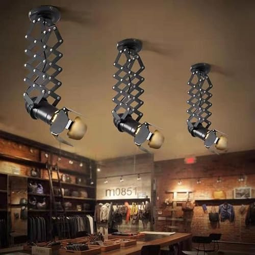 XIHOME Lampada a sospensione da soffitto in stile industriale vintage, 220 V, montaggio a incasso, con bracci estensibili singoli, con 4 foglie ad angolo di fascio regolabile (lampadina LED E27 non