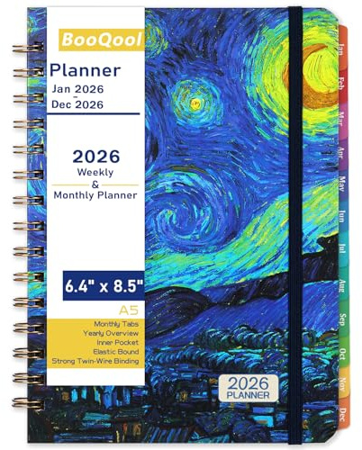 2026-2027 Planner – Jul.2026 - Jun.2027, Weekly ＆ Monthly Academic Planner 2026-2027, with Tabs, 6.4 x 8.5, Hardcover, Strong Binding, Thick Paper, Back Pocket, Elastic Closure, Inner Pocket