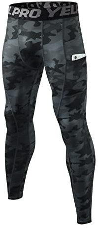 Ruowuhen Kompressionsbyxor för män med fickor, sportleggings, löparbyxor, snabbtorkande fitness, funktionella underbyxor, tights