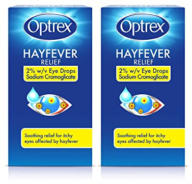 Optrex Hayfever Allergy Relief Eye Drops, Soothing for Itchy Dry Tired Eyes, 10 ml (Pack of 2)
