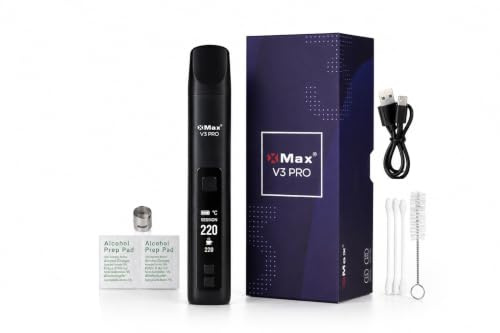 XMax V3 Pro - Advanced Portable Vaporizer with OLED Display, Adjustable Temperature, Removable battery and Fast Heating. Dry herb, concentrate, oil compatible. Isolated Air Path, USB C, 2600mAh