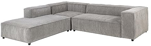AC Design Furniture Nohr Ecksofa mit Chaise Longue in Hellgrau, Modernes Modulares Sofa für 4 Personen, B: 281 x H: 67 x T: 250 cm